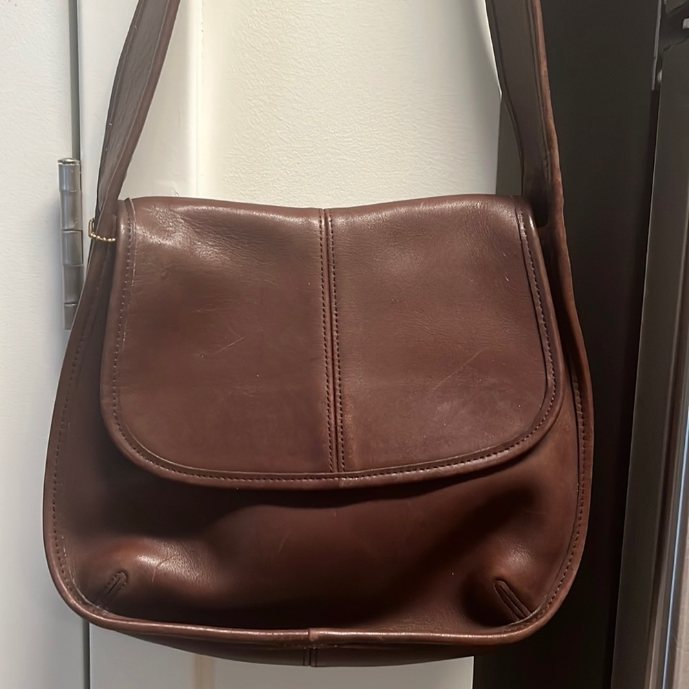 Dark brown Coach Ergo flap